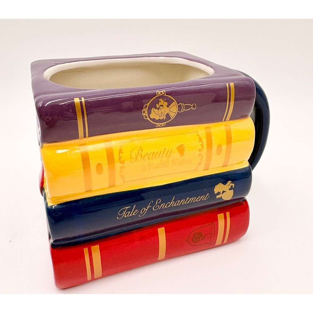 Disney Beauty and the Beast Stacked Book Mug Silver Buffalo 20oz Hand Painted